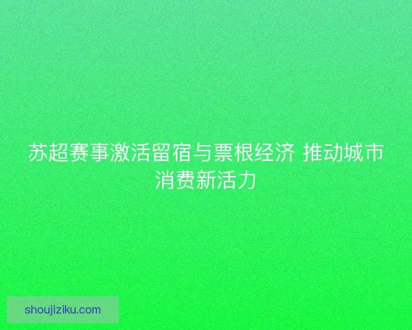 苏超赛事激活留宿与票根经济 推动城市消费新活力