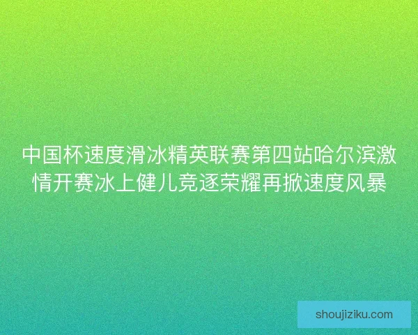 中国杯速度滑冰精英联赛第四站哈尔滨激情开赛冰上健儿竞逐荣耀再掀速度风暴