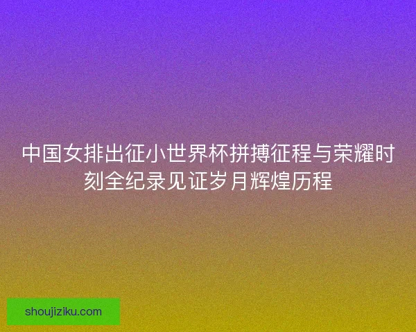 中国女排出征小世界杯拼搏征程与荣耀时刻全纪录见证岁月辉煌历程
